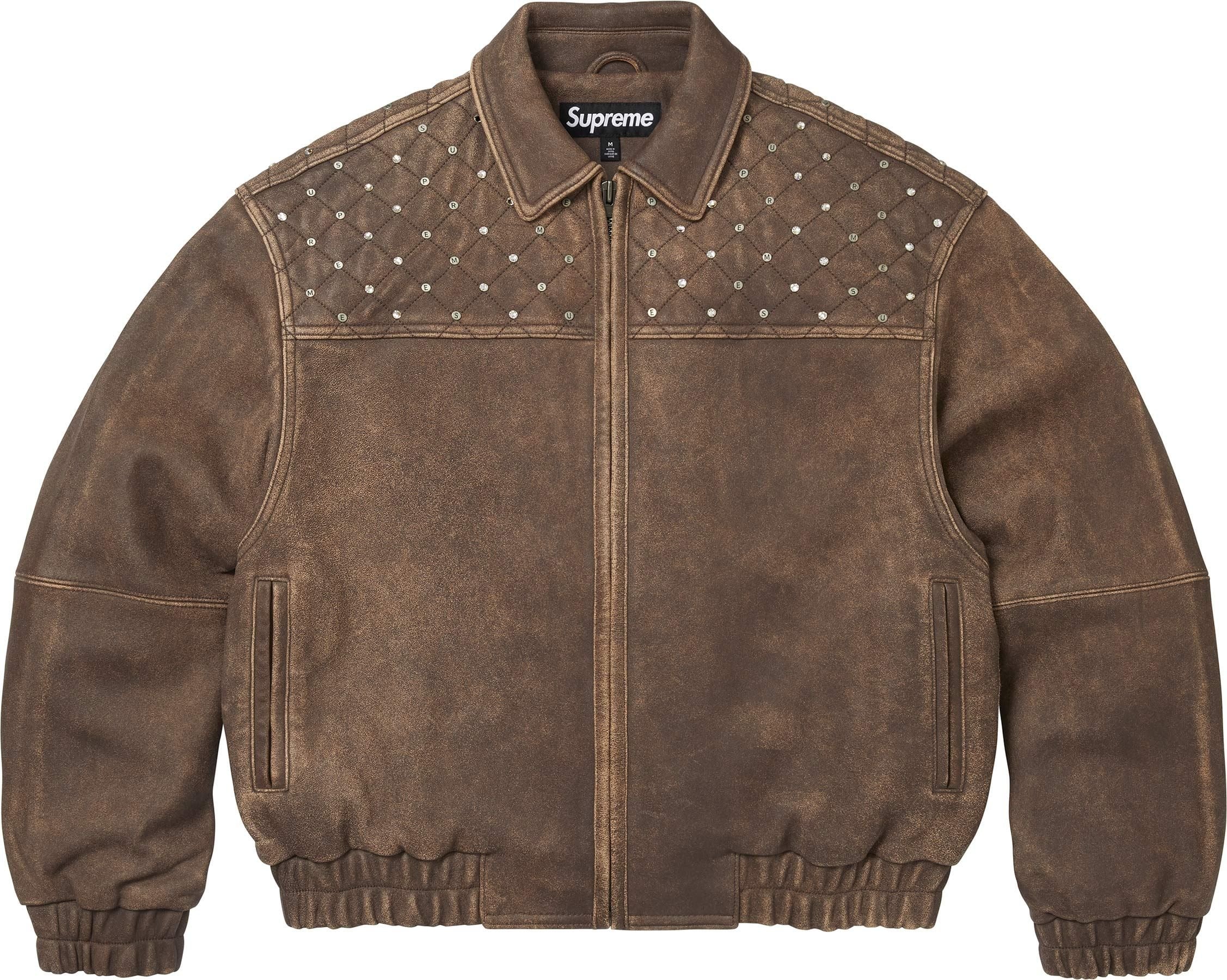 Swarovski® Studded Quilted Leather Jacket view 2